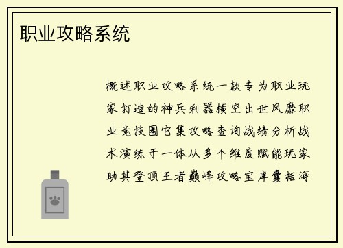 职业攻略系统